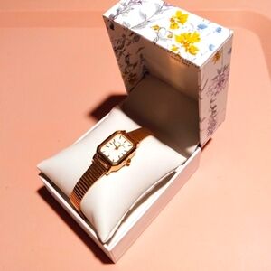 Laura Ashley Gold Rectangular Face Watch